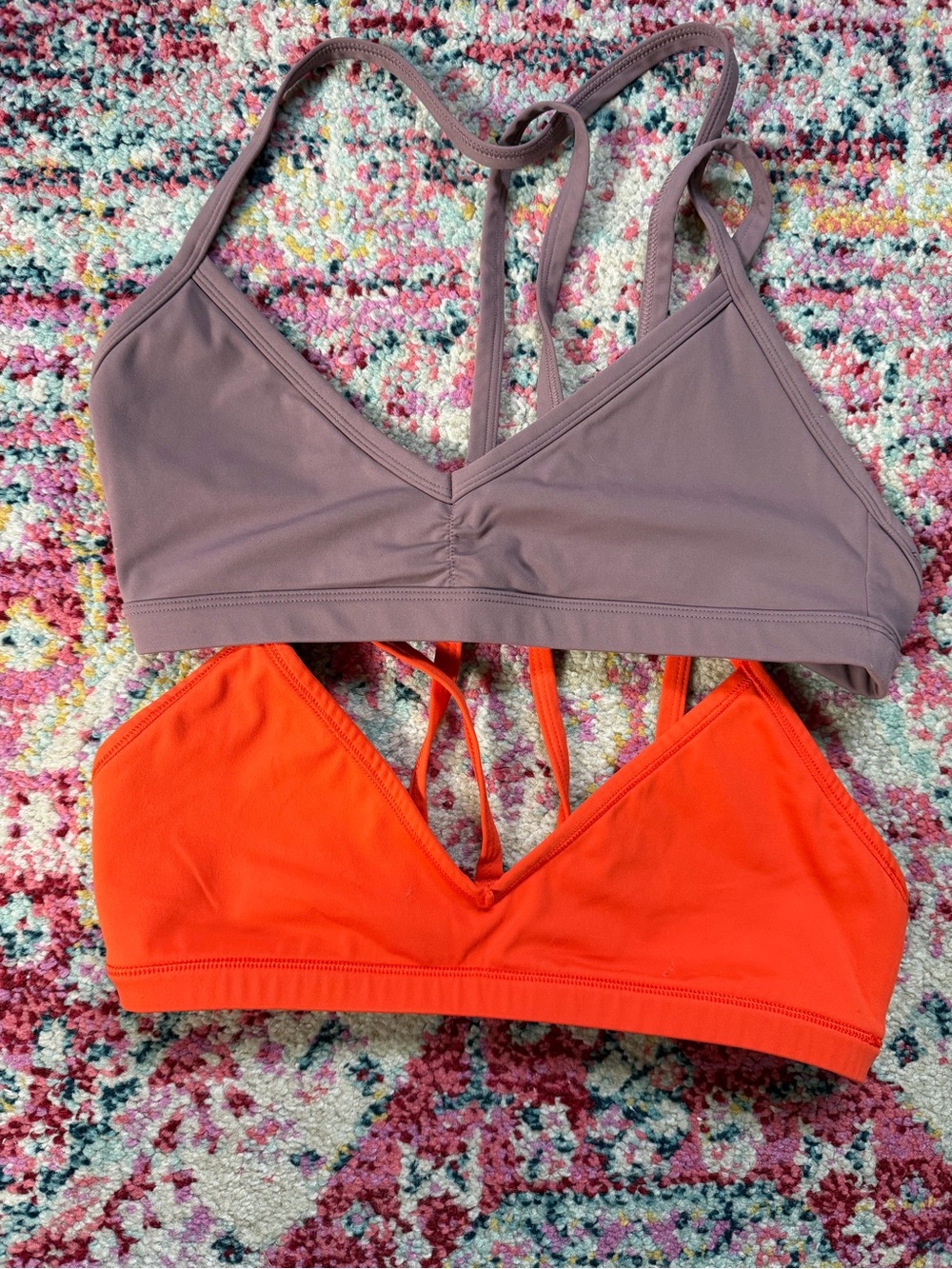 Everyday Strappy Bralette - Mauve and Bright Orange